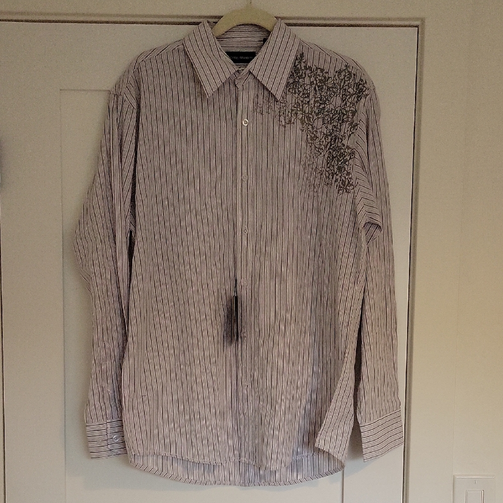 Michael Brandon Classic Gray Pinstripe Shirt